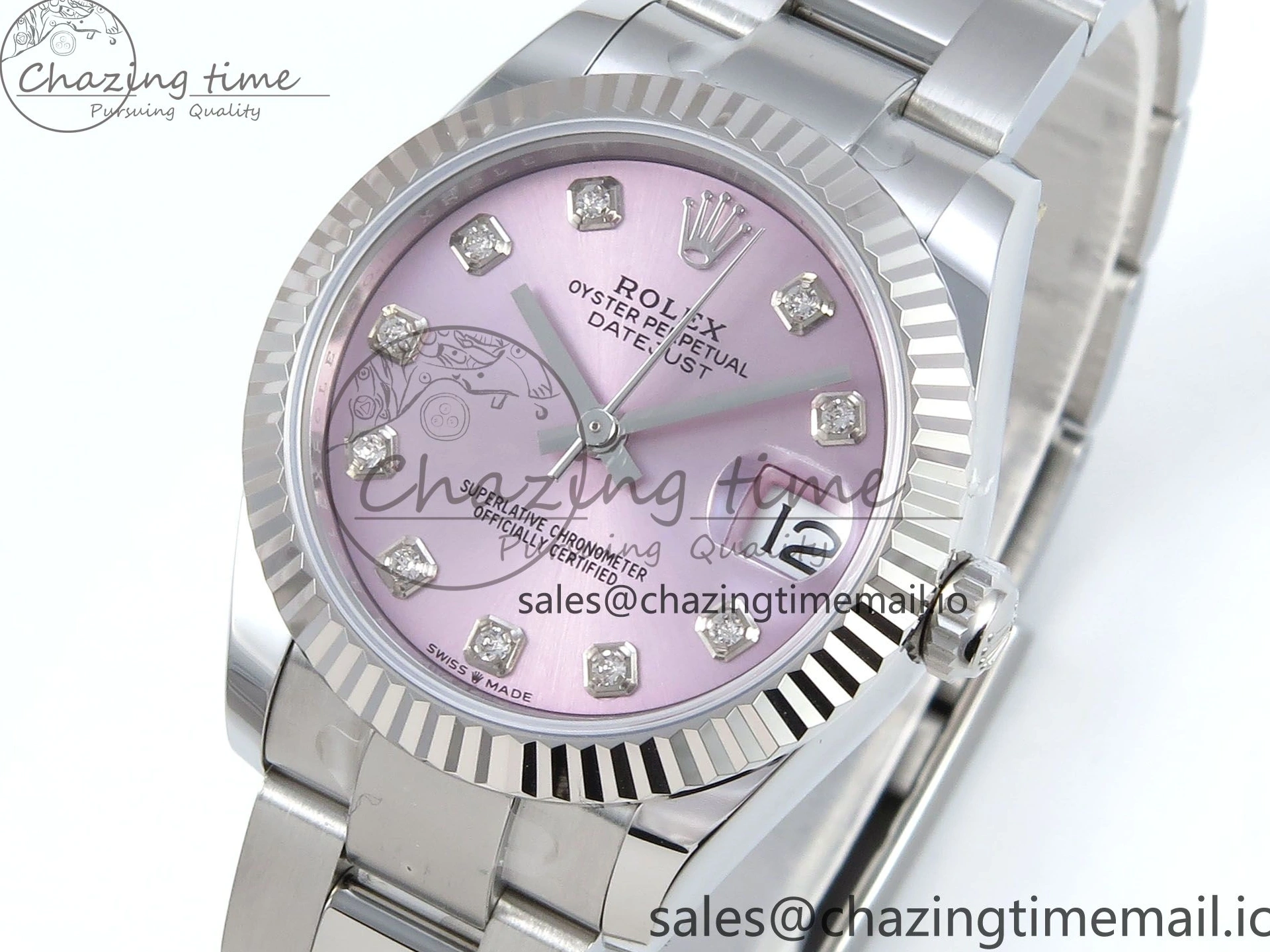 0523 Timeless DateJust 31 278274 ARF 1:1 Best Edition 904L Steel Pink Diamonds Dial on SS Oyster Bracelet ETA 557